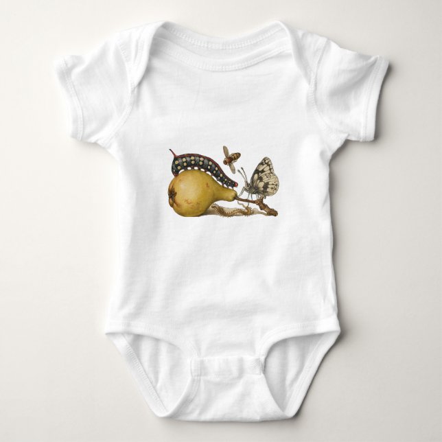 Butterfly Bee Fruit Insect Illustration Baby Bodysuit (Front)