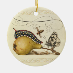 Butterfly Bee Fruit Insect Illustration Ceramic Ornament
