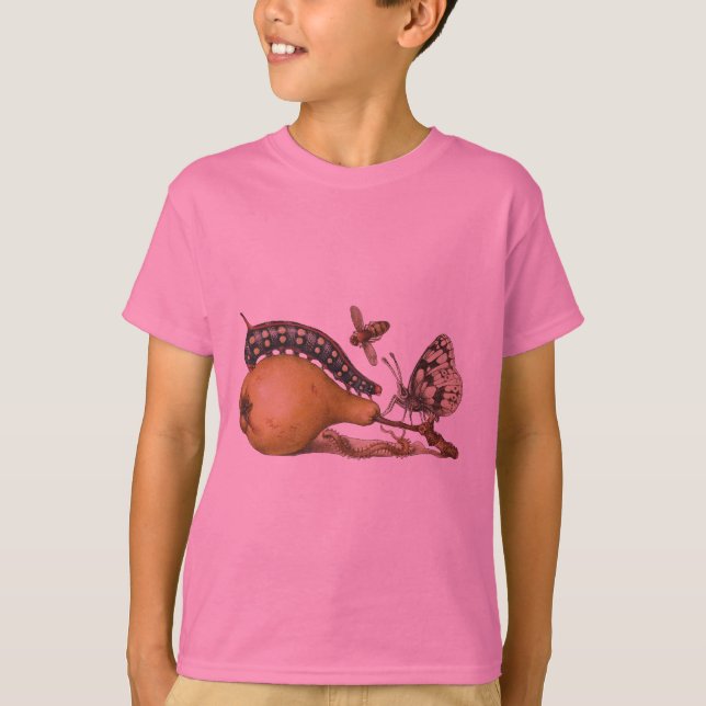 Butterfly Bee Fruit Insect Illustration T-Shirt (Front)