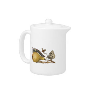 Butterfly Bee Fruit Insect Illustration Teapot