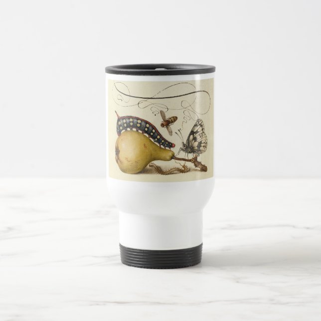Butterfly Bee Fruit Insect Illustration Travel Mug (Center)