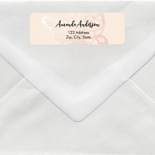 Butterfly beige pink return address label