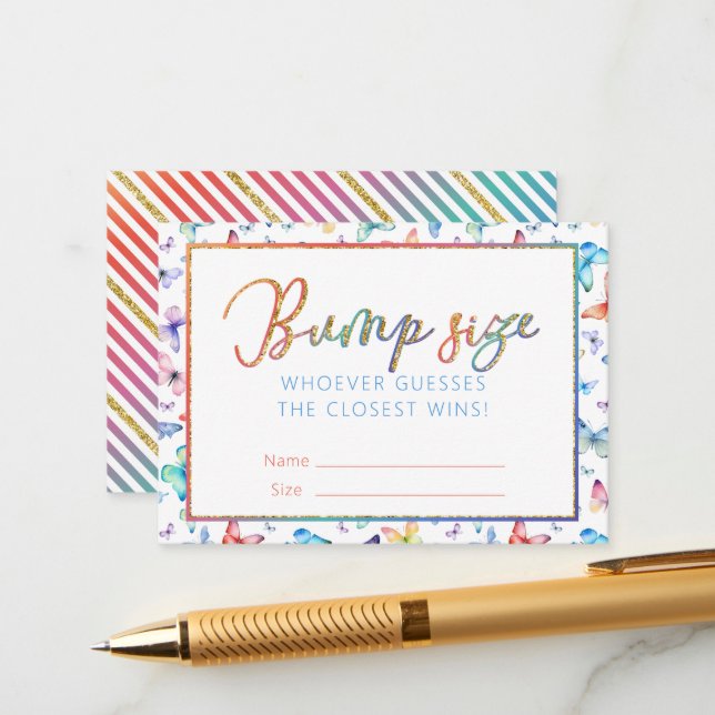 Butterfly Belly Bump Guess Game Cards (Front/Back In Situ)