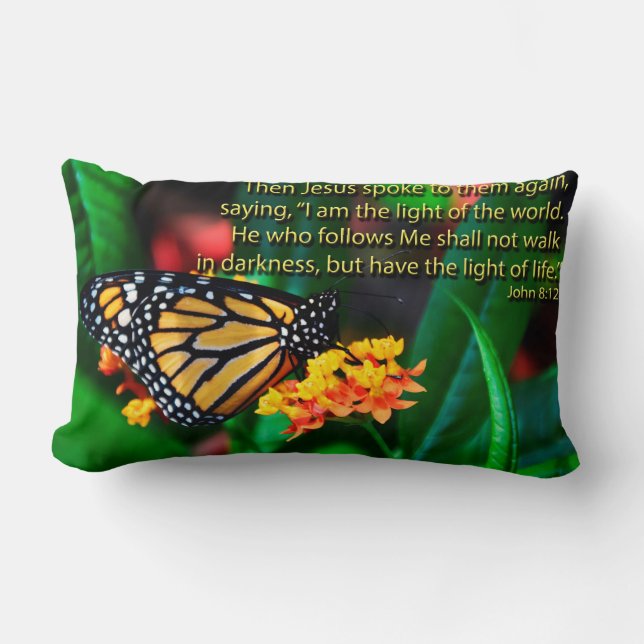 Butterfly Bible Quotes Inspirational Sayings Lumbar Pillow (Front)