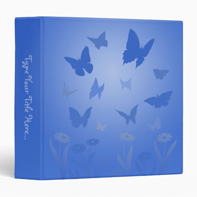 Butterfly Binder Blue Butterfly Art School Supplie (Front/Spine)