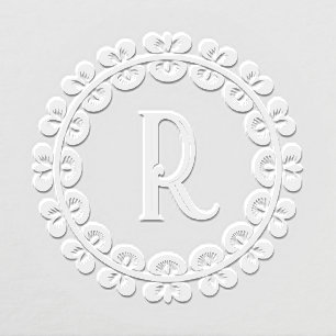 Butterfly Bird Border Initial Monogram Paper Embosser