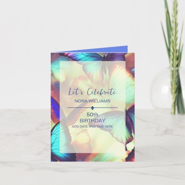 Butterfly Birthday Add Photo Folded Invitation (Front)