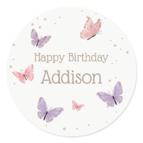 Butterfly Birthday Classic Round Sticker