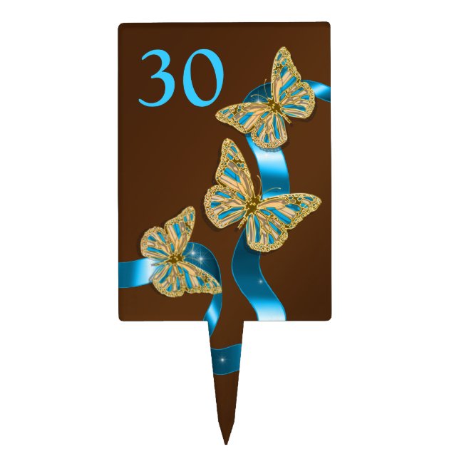 Butterfly birthday elegant ANY AGE Cake Topper (Front)