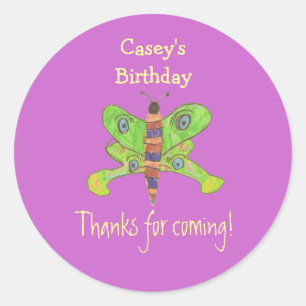 Butterfly birthday favor label