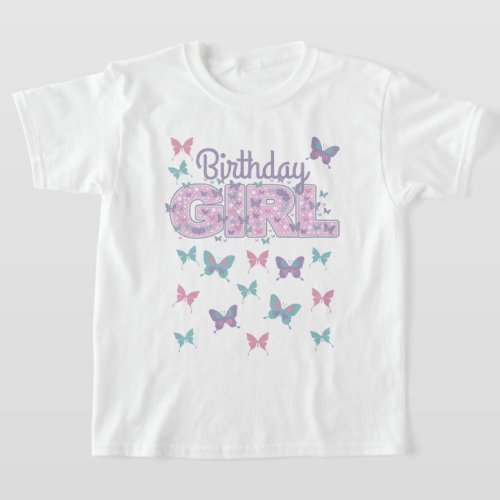 Butterfly Birthday Girl custom designs T_Shirt