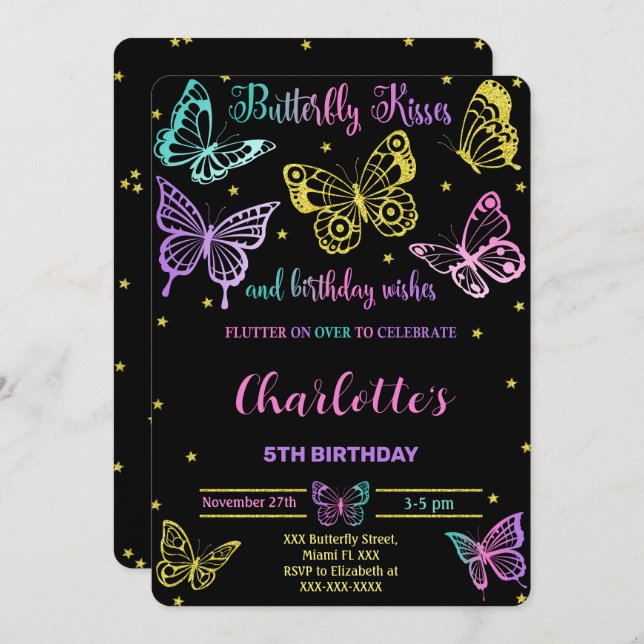 Butterfly Birthday Invitation (Front/Back)