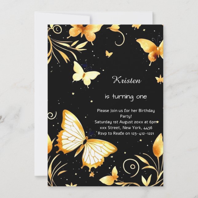 Butterfly Birthday Invitation (Front)