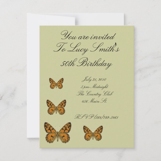 Butterfly Birthday Invitation (Front)