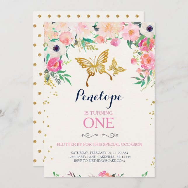 Butterfly Birthday Invitation (Front/Back)