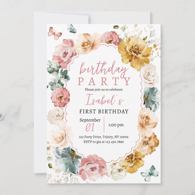 Butterfly Birthday Invitation (Front)