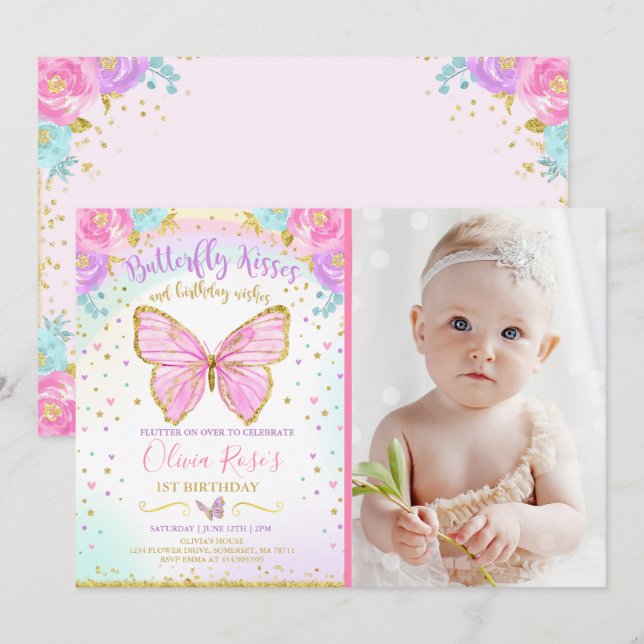 Butterfly Birthday Invitation Butterfly Party (Front/Back)