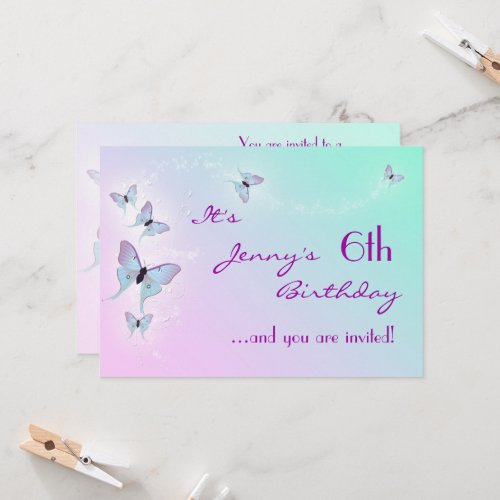 Butterfly Birthday Invitation Card