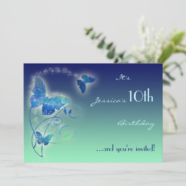 Butterfly Birthday Invitation Card (Standing Front)