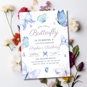Butterfly Birthday Invitation, Girls 1st Butterfly Invitation