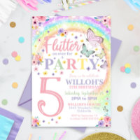 Butterfly Birthday Invitation Rainbow Butterfly
