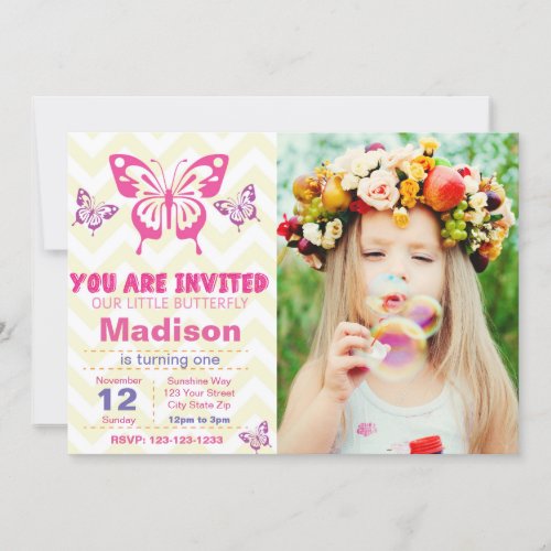 Butterfly Birthday Invitation with picture
