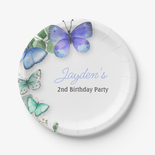 Butterfly Birthday invite, Butterfly Birthday, Paper Plates (Front)