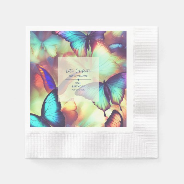 Butterfly Birthday Paper Napkin (Front)