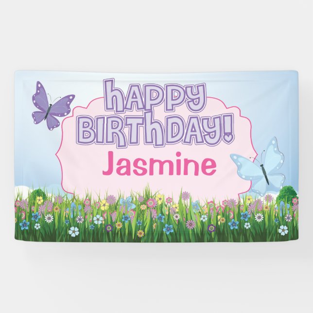 Butterfly Birthday Party Banner (Horizontal)