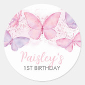 Butterfly Birthday Party Cupcake Stickers Girl 1st | Zazzle