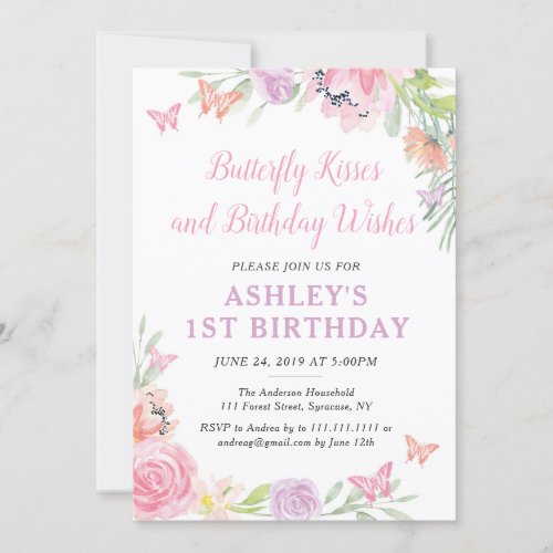 Butterfly Birthday Party Invitation