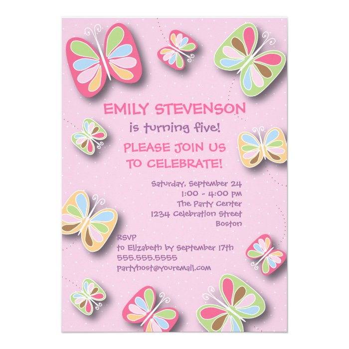 Butterfly Birthday Party Invitation Pink & Purple