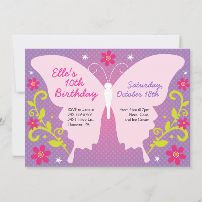 Butterfly Birthday Party Invitations (Front)