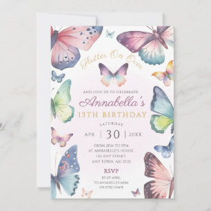 Butterfly Birthday Party Invite Pastel Butterflies
