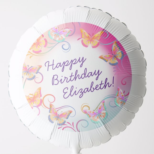 Butterfly Birthday Party Kids Colorful  Balloon (Front)