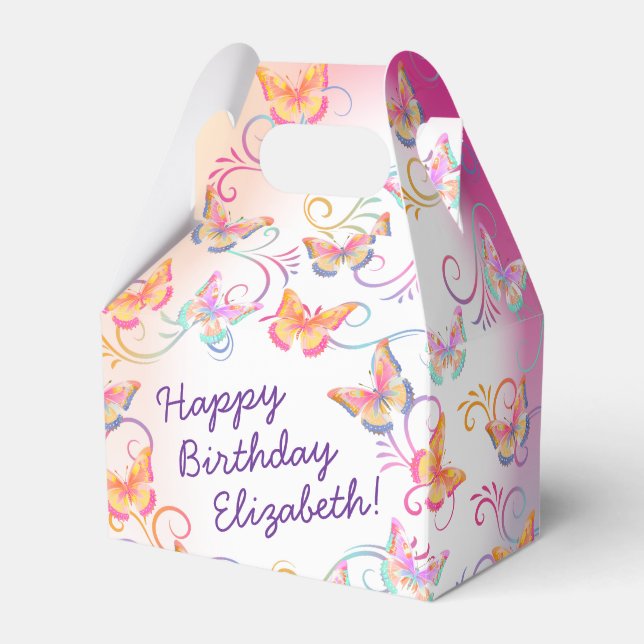 Butterfly Birthday Party Kids Colorful  Favor Boxes (Front Side)