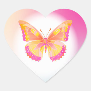 Butterfly Birthday Party Kids Colorful Heart Sticker