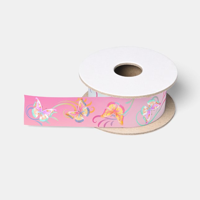 Butterfly Birthday Party Kids Colorful  Satin Ribbon (Spool)