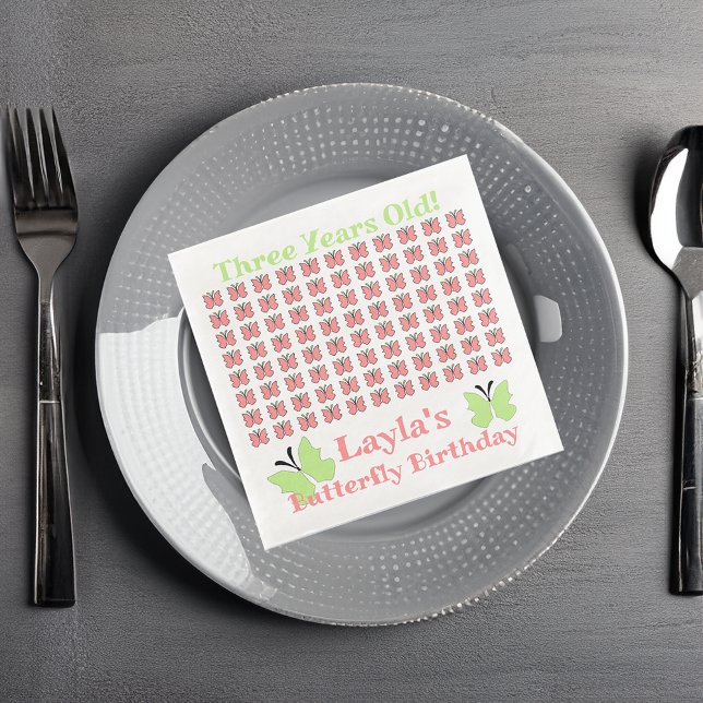 Butterfly Birthday Party Paper Dinner Napkins (Creator Uploaded)