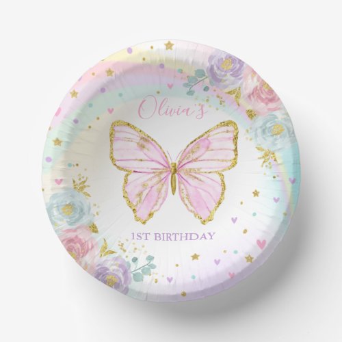 Butterfly Birthday Party Pink Floral Butterfly Paper Bowls
