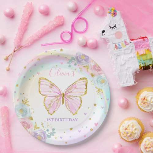 Butterfly Birthday Party Pink Floral Butterfly Paper Plates