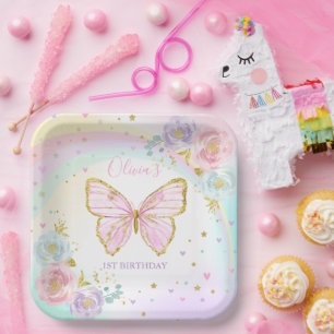 Butterfly Birthday Party Pink Floral Butterfly Paper Plates