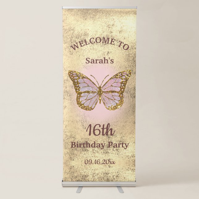 butterfly birthday party sign (Front)