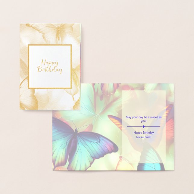 Butterfly Birthday Personalized Foil Card (Display)