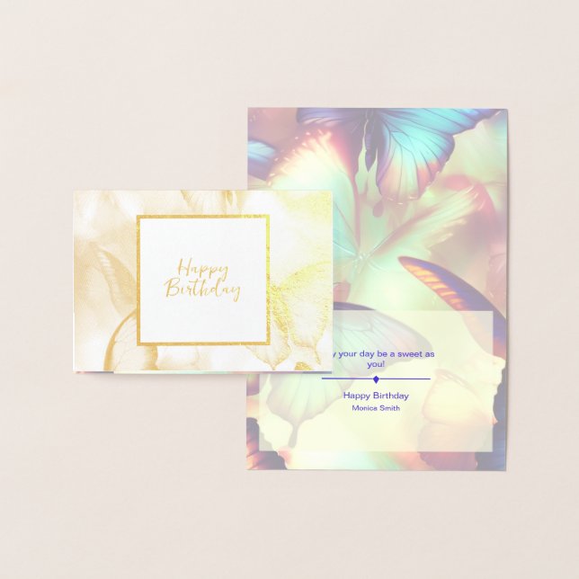 Butterfly Birthday Personalized Foil Card (Display)
