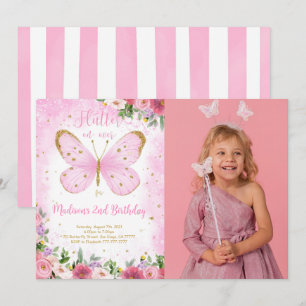 Butterfly Birthday Photo Invitation