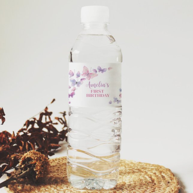 Butterfly Birthday Water Bottle Label (Creator Uploaded)