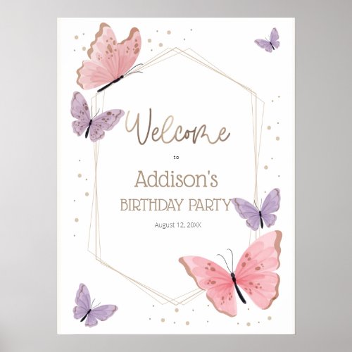 Butterfly Birthday Welcome Sign