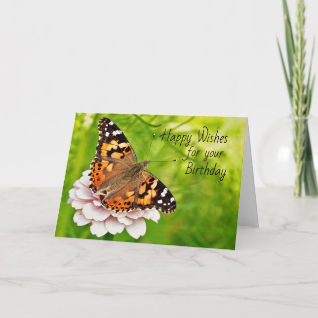 Butterfly Birthday Wishes Card (Front)