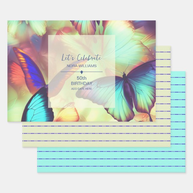 Butterfly Birthday Wrapping Paper Sheets (Set)